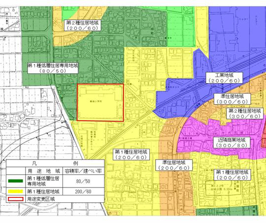 地図：都市計画の変更図（成地区）