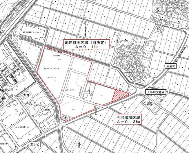 地図：松任フロティアパーク区域変更図