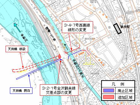 地図：都市計画道路の変更