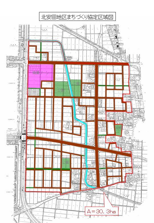 地図：北安田協定区域図