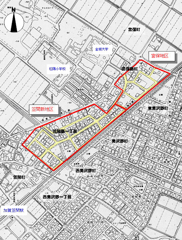 地図：笠間新・宮保新地区区域