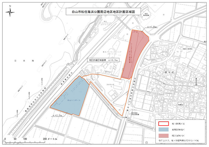 地図：松任海浜公園周辺地区区域