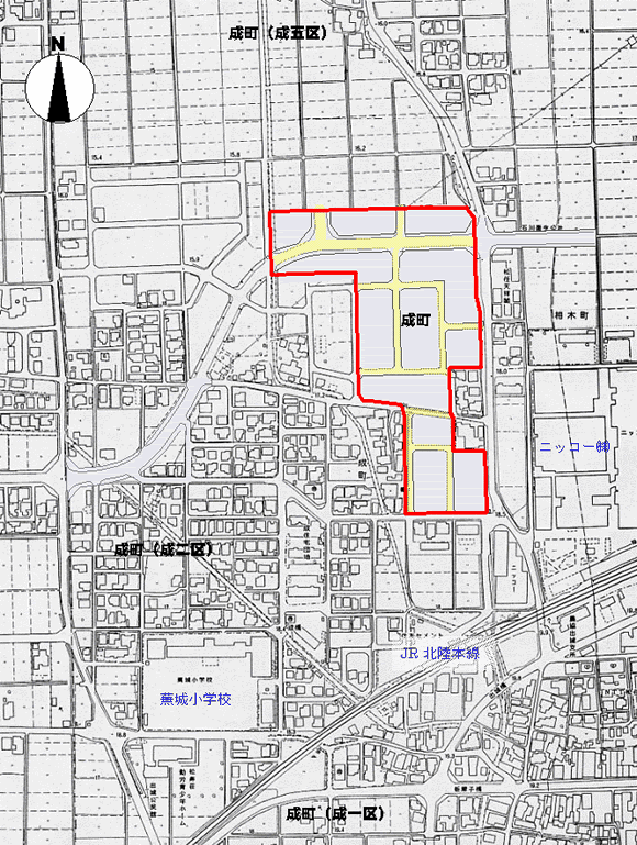 地図：成町中央地区区域