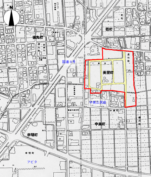 地図：美里・中奥地区区域