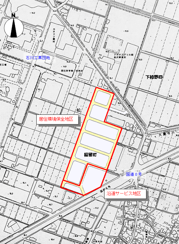 地図：福留グリーンシティ地区区域