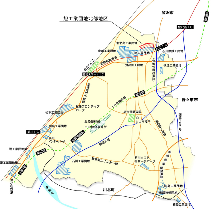 市内工業団地位置図