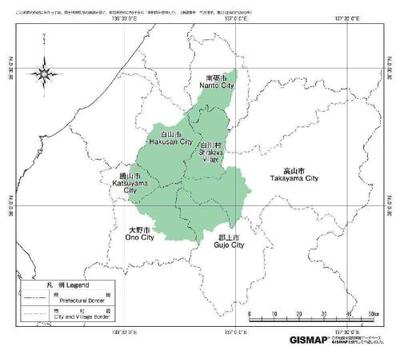 地図：白山ユネスコエコパークの位置