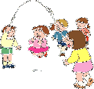 イラスト：大縄跳びをする子供たち