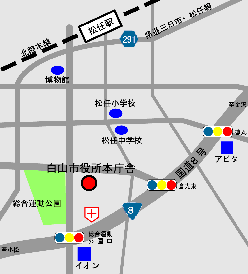 地図：白山市役所道順