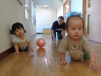 写真:ハイハイを楽しんでいるところ