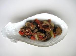 写真：ナスとトマトのひき肉煮