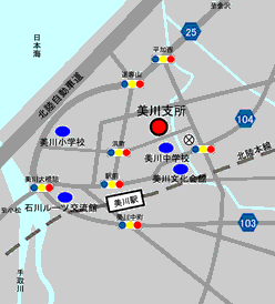 地図：美川支所道順