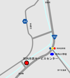 地図：河内市民サービスセンター道順