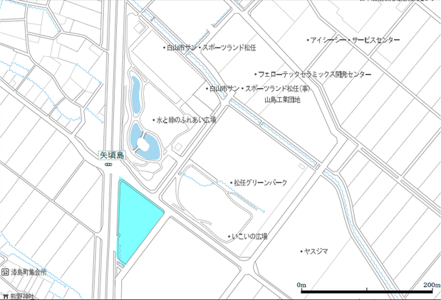 地図：松任グリーンパーク南側駐車場