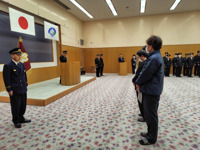 写真:辞令交付式の様子(北消防団)