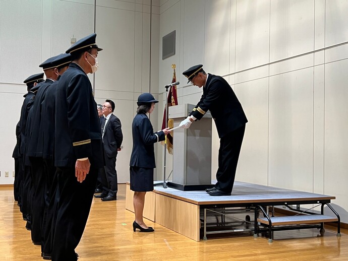 写真：辞令交付式の様子（北消防団）