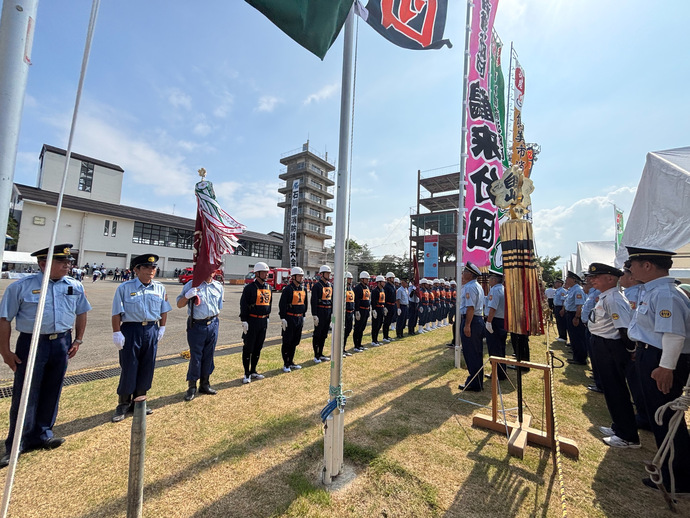 写真:鶴来分団、白峰分団現地激励会の様子